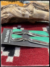 Load image into Gallery viewer, Elouise Kee, Navajo silversmith.  Sterling silver and Kingman turquoise mega drops.  
