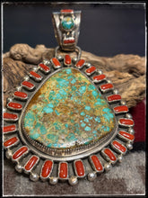 Load image into Gallery viewer, Del Arviso MEGA Turquoise &amp; Coral Pendant
