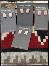 Load image into Gallery viewer, Theresa Smith, Navajo silversmith.  Sterling silver and pink conch shell mini stud earrings. 
