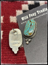 Load image into Gallery viewer, Judith Dixon, Navajo silversmith.  Sterling silver and Kingman turquoise, post style oblong studs. Hallmark stamp. 
