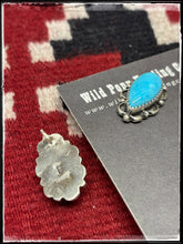 Load image into Gallery viewer, Freda Martinez, Navajo silversmith. Sterling silver and Kingman Turquoise earrings.  Hallmark stamp. 

