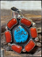 Load image into Gallery viewer, Elouise Kee Turquoise &amp; Coral Pendant
