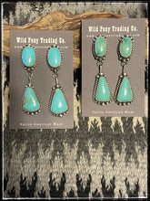 Load image into Gallery viewer, Elouise Kee, sterling silver and Kingman turquoise earrings
