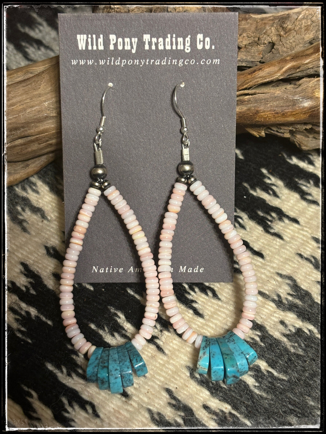 Pink Conch & Turquoise Earrings