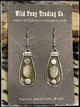 Load image into Gallery viewer, Sterling silver and mother of pearl earrings from Navajo silversmith Priscilla Reeder
