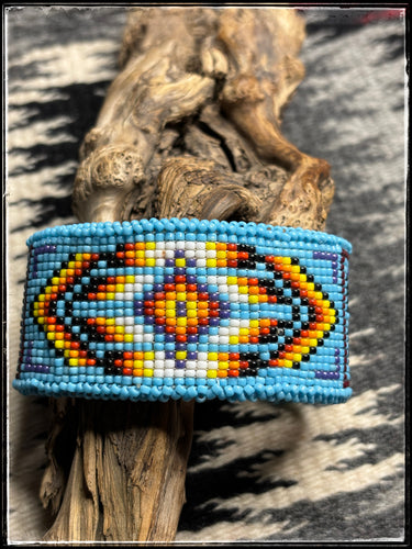 Hand beaded Navajo cuff