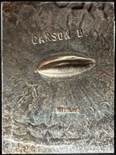 Load image into Gallery viewer, Carson Blackgoat, Navajo silversmith.  Sterling silver, hand stamped belt buckle.    Hallmark. 

