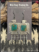 Load image into Gallery viewer, Vernon Begay, navajo handmade. sterling silver and turquoise earrings with dangles
