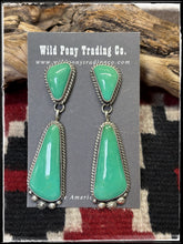 Load image into Gallery viewer, Elouise Kee, Navajo silversmith.  Sterling silver and Kingman turquoise mega drops.  
