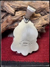 Load image into Gallery viewer, Darrin Livingston, Navajo silversmith.  Sterling silver and Golden Hills turquoise pendant and earring set.  Hallmark stamp. 
