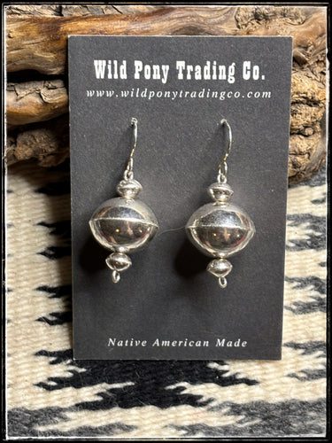 Handmade,  sterling silver bead earrings from navajo silversmith Tonisha Haley 