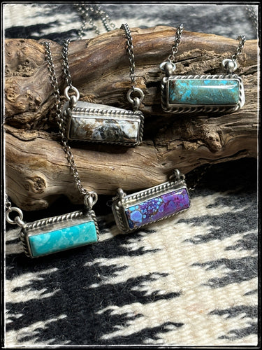 Baby bar necklaces, Navajo hand made with turquoise and sterling silver. 