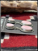 Load image into Gallery viewer, Freda Martinez, Navajo silversmith.  Pink Conch Double Drop earrings. 
