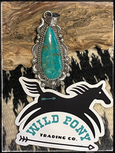 Load image into Gallery viewer, Sterling silver and turquoise pendant from Navajo silversmith  W. Denedale
