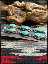 Load image into Gallery viewer, Chris Paul, Navajo silversmith.  Triple turquoise drop earrings with post backs. 
