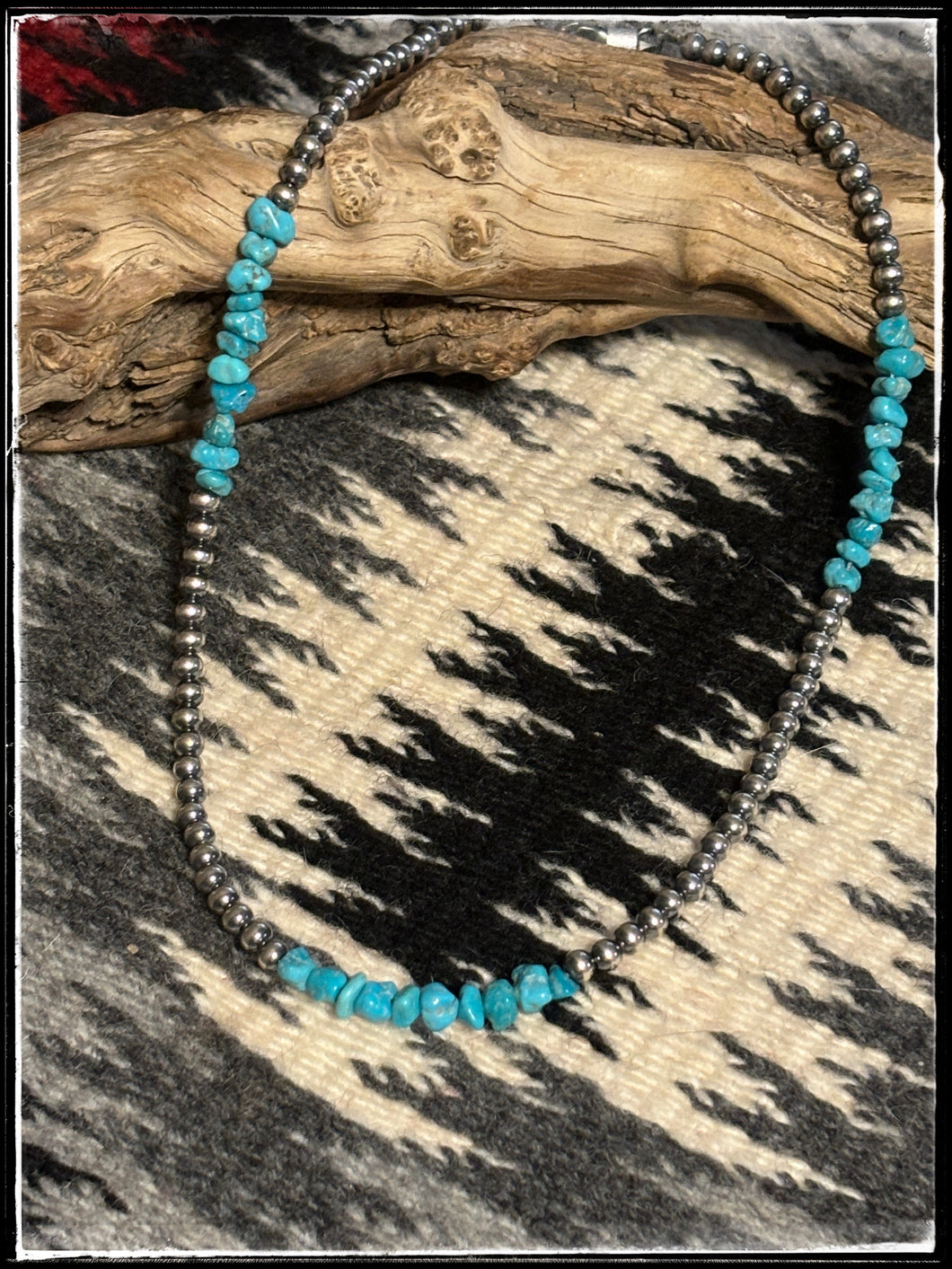 Turquoise Chunk & Bead Necklace