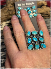 Load image into Gallery viewer, Shiela Becenti, sterling silver and turquoise square cluster ring.
