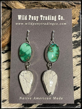 Load image into Gallery viewer, Sonoran Gold and White Buffalo earrings from Native American silversmith Rosella Paxson.

