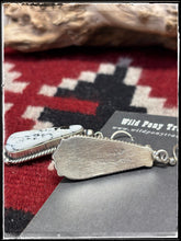 Load image into Gallery viewer, Elouise Kee Navajo silversmith. Sterling silver and white magnesite teardrop earrings on French wires.  Hallmark stamp. 
