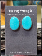 Load image into Gallery viewer, Eugene Gruber, Navajo silversmith.  Sterling silver and oval turquoise studs.  
