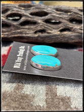Load image into Gallery viewer, Eugene Gruber, Navajo silversmith.  Sterling silver and oval turquoise studs.  
