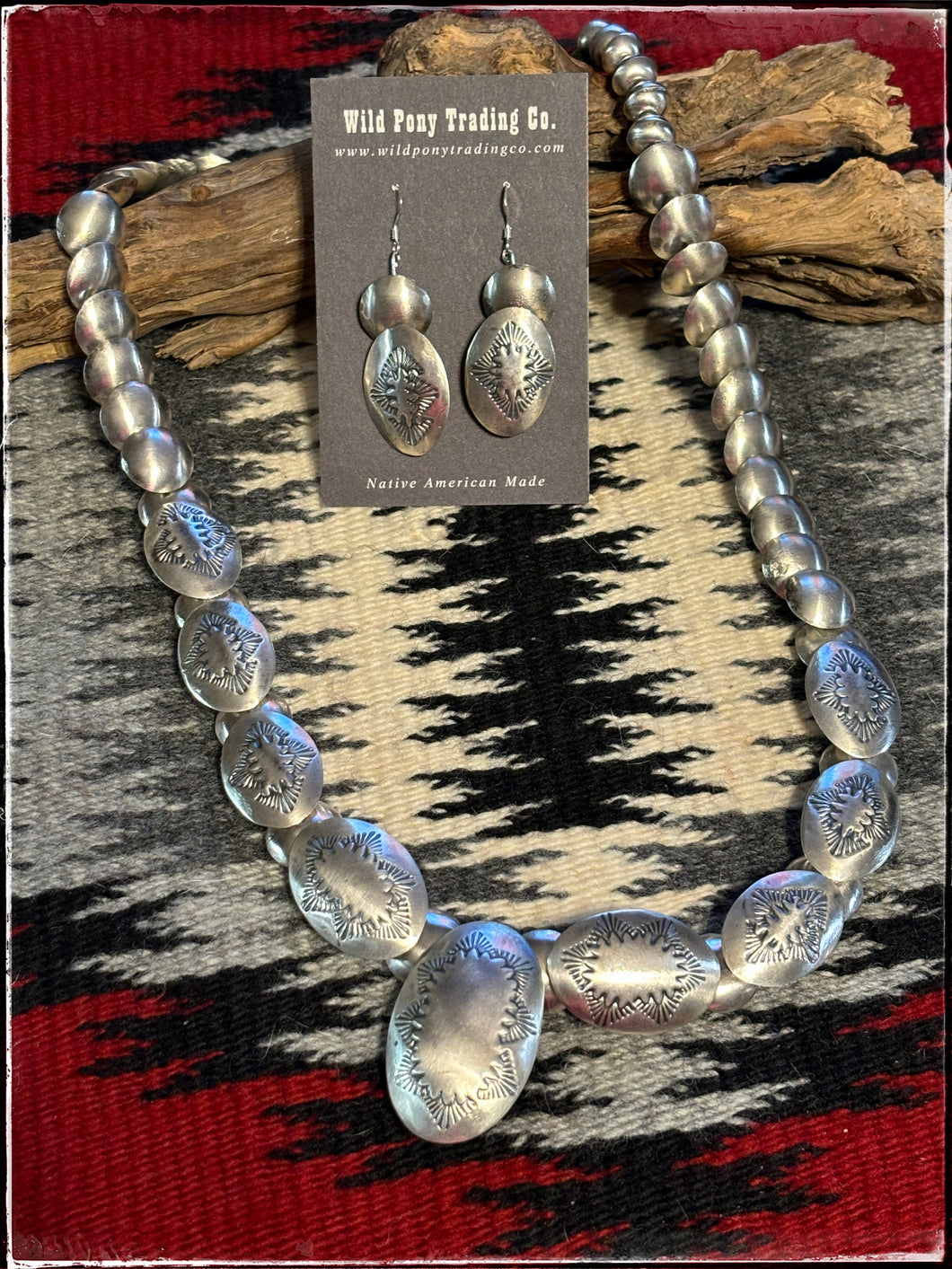 Lawrence Begay, handmade pillow bead set of Necklace and earrings.