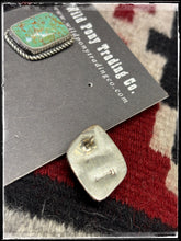 Load image into Gallery viewer, Judith Dixon, Navajo silversmith.  Sterling silver and kingman turquoise earrings.  Hallmark stamp. 
