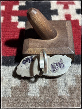 Load image into Gallery viewer, Alfred Martinez, Navajo silversmith.  Sterling silver and white magnesite stone ring with an adjustable band. nHallmark stamp. 
