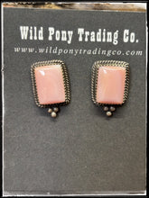 Load image into Gallery viewer, Pair A  Theresa Smith, Navajo silversmith.  Sterling silver and pink conch shell mini stud earrings. 
