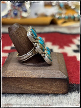 Load image into Gallery viewer, Priscilla Reeder, Navajo silversmith. Turquoise cluster ring. 
