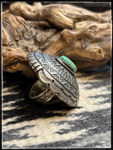 Load image into Gallery viewer, Robert Shakey, Navajo silversmith.  Sterling silver and turquoise domed, pillow top ring.  
