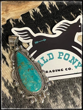 Load image into Gallery viewer, Sterling silver and turquoise pendant from Navajo silversmith  W. Denedale
