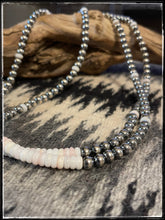 Load image into Gallery viewer, Sterling silver &quot;pearl&quot; bead and Pink Conch bead necklace. 18 inch available.
