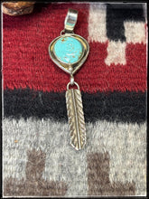 Load image into Gallery viewer, Priscilla Reeder,  Navajo silversmith. Light Green Turquoise and sterling silver Feather Pendants.  Choice A
