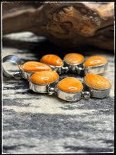 Load image into Gallery viewer, Robert Shakey, Navajo silversmith.  Orange Spiny shell Naja pendant. 

