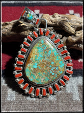 Load image into Gallery viewer, Del Arviso MEGA Turquoise &amp; Coral Pendant
