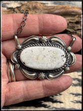 Load image into Gallery viewer, Jeff James, Navajo silversmith.  White Buffalo and sterling silver necklace. 
