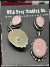 Load image into Gallery viewer, Freda Martinez, Navajo silversmith.  Pink Conch Double Drop earrings.  Hallmark stamp. 
