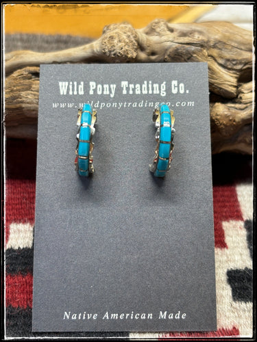 Native American Veronica Tortalita Sterling on sale & Kingman Turquoise Slab Earrings