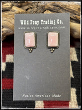 Load image into Gallery viewer, Pair C  Theresa Smith, Navajo silversmith.  Sterling silver and pink conch shell mini stud earrings. 
