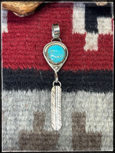 Load image into Gallery viewer, Priscilla Reeder,  Navajo silversmith. 
 Blue Turquoise and sterling silver Feather Pendants.  Choice B
