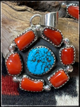 Load image into Gallery viewer, Elouise Kee Turquoise &amp; Coral Pendant
