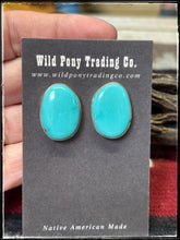 Load image into Gallery viewer, Eugene Gruber, Navajo silversmith.  Sterling silver and oval turquoise studs.  
