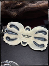 Load image into Gallery viewer, Roland Dixson, Navajo silversmith.  Sterling silver with heavy repousse work and turquoise center stones. Hallmark stamp. 
