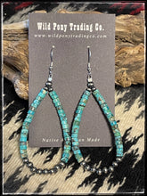 Load image into Gallery viewer, Sterling silver &quot;pearl&quot; beads and turquoise heishi bead earrings on French wires
