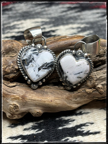 Robert Shakey, Navajo silversmith - white Buffalo heart pendants