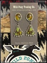 Load image into Gallery viewer, Robert Yellowhorse, sterling silver and Blue Moon Turquoise post earrings
