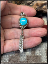 Load image into Gallery viewer, Priscilla Reeder,  Navajo silversmith. 
 Blue Turquoise and sterling silver Feather Pendants.  Choice C
