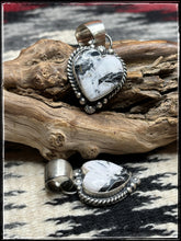 Load image into Gallery viewer, Robert Shakey, Navajo silversmith - white Buffalo heart pendants
