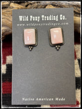 Load image into Gallery viewer, Pair D  Theresa Smith, Navajo silversmith.  Sterling silver and pink conch shell mini stud earrings. 
